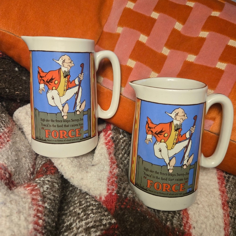 VTG 1900s Sunny Jim Pitchers Force Cereal‎ Clipper Advertising Ceramic England